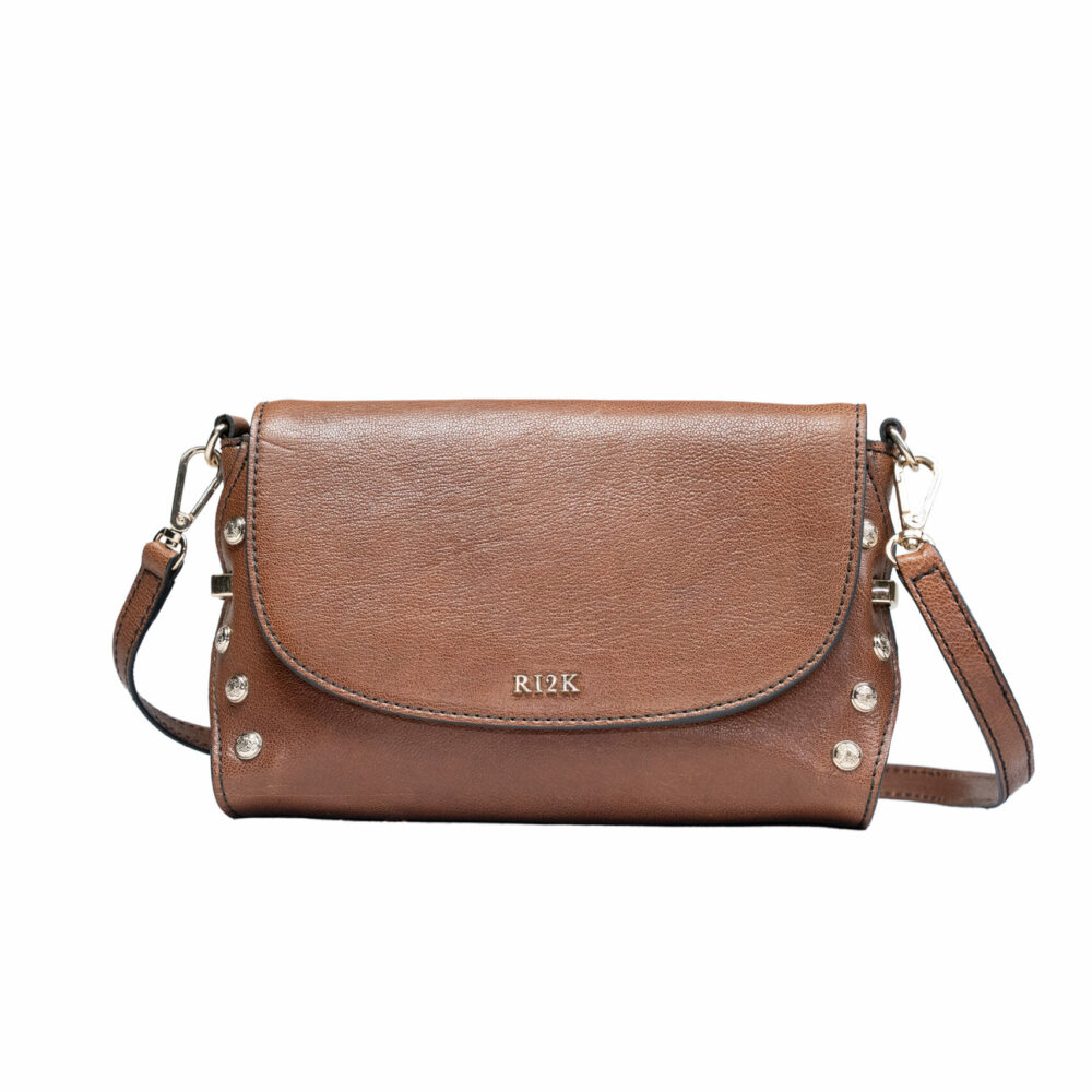 Stud Edge Brown Acrossbody Bag