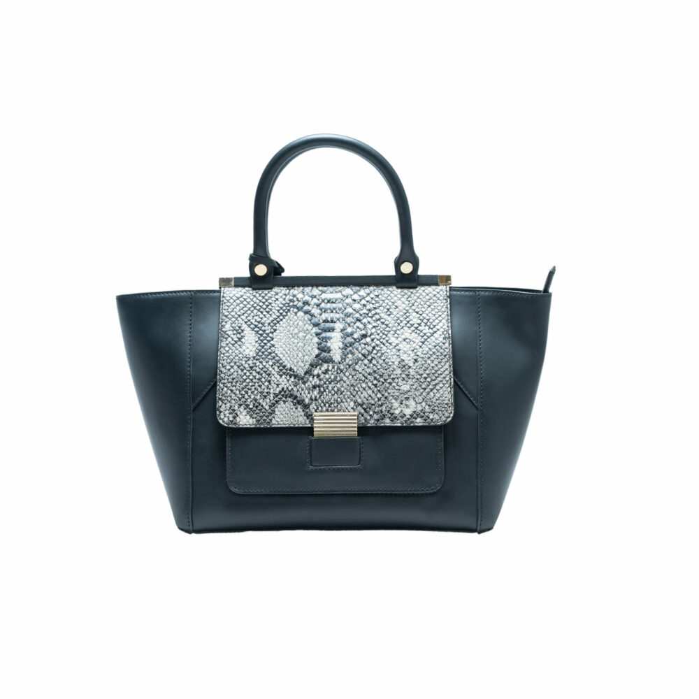 Black with Vibora Maya Flap Tote Bag