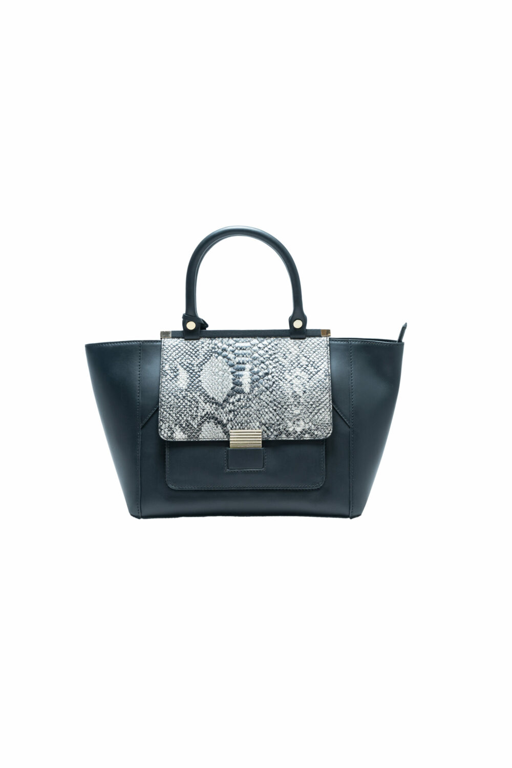 Black with Vibora Maya Flap Tote Bag