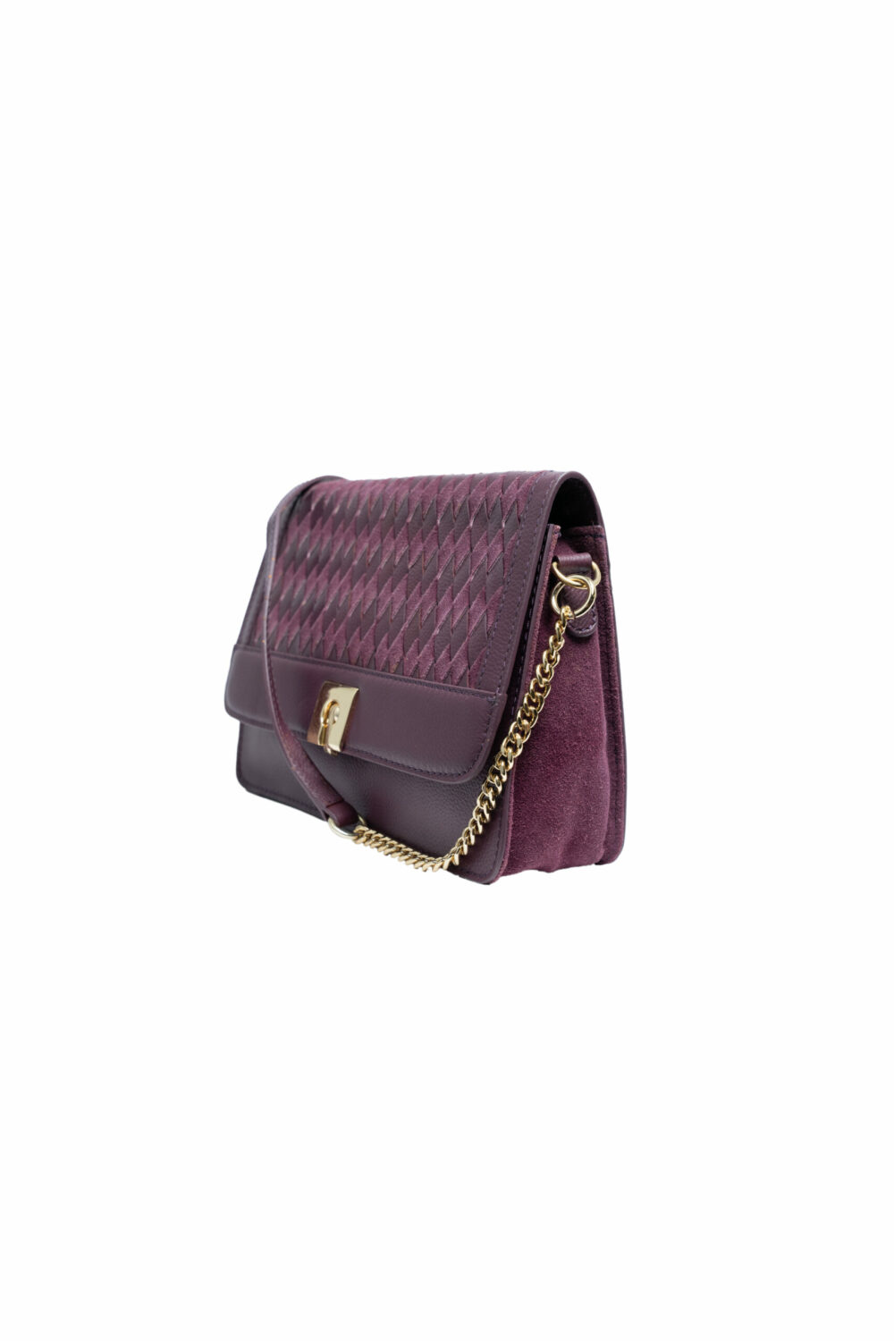 Weave Leather Flap Maroon Acrossbody Bag - Image 2