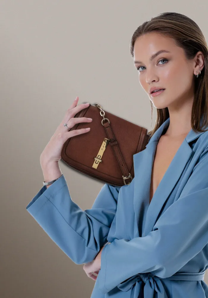 Brown Acrossbody Saddle Bag