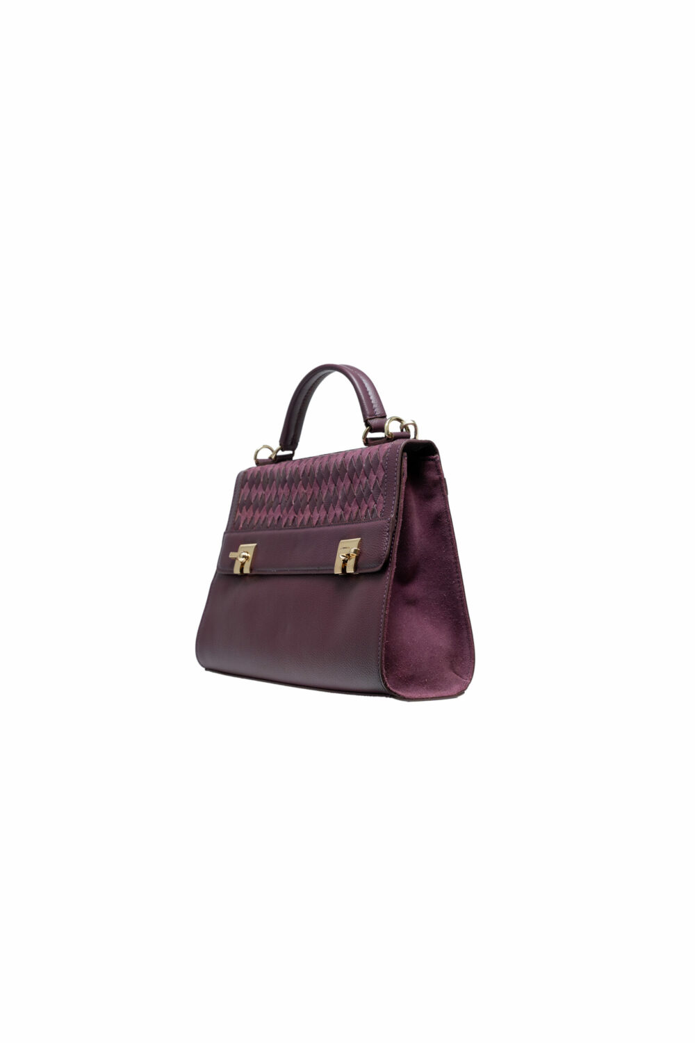 Maroon Shoulder Bag with Double Lock - Image 3