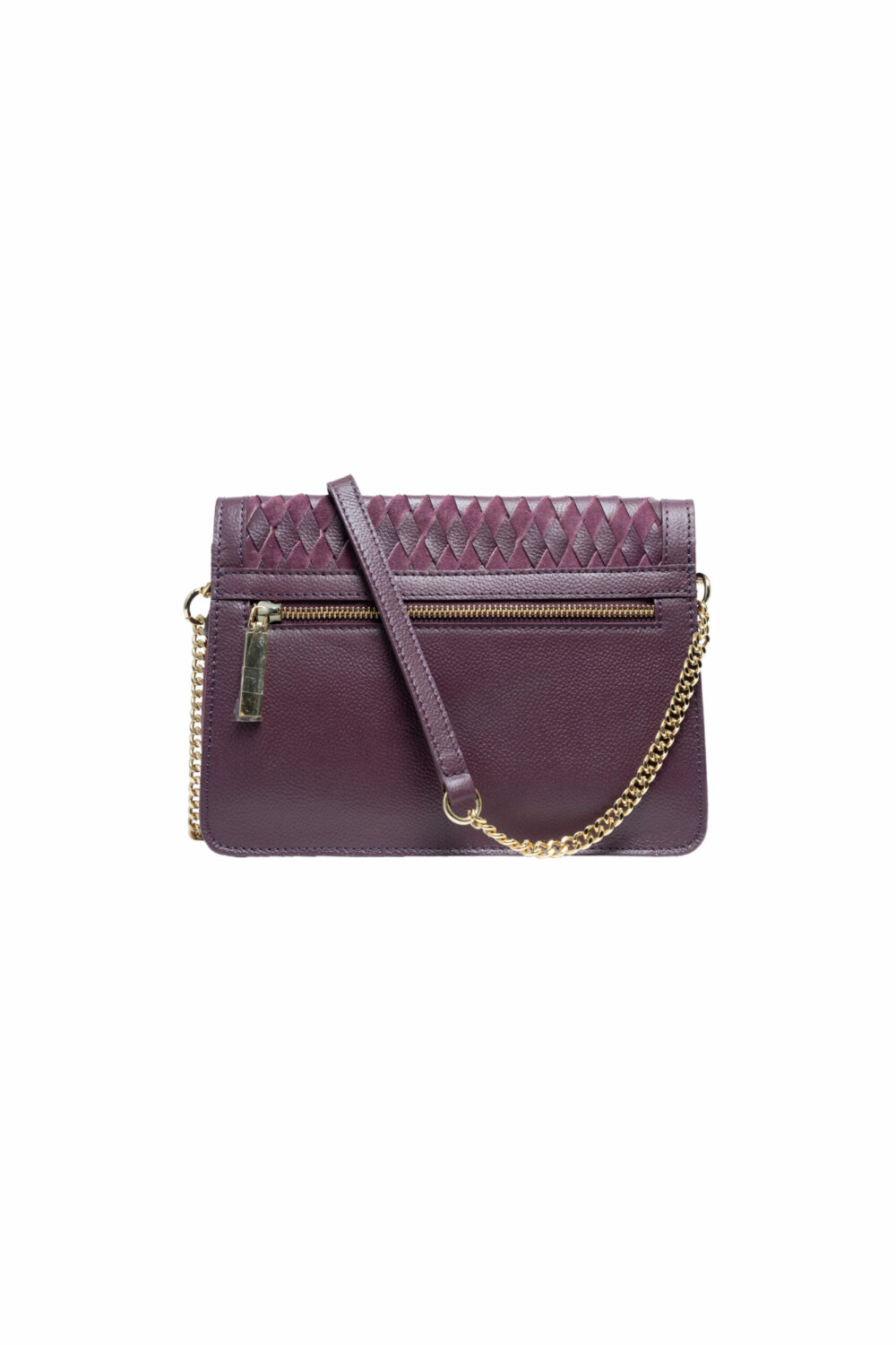 Weave Leather Flap Maroon Acrossbody Bag - Image 3