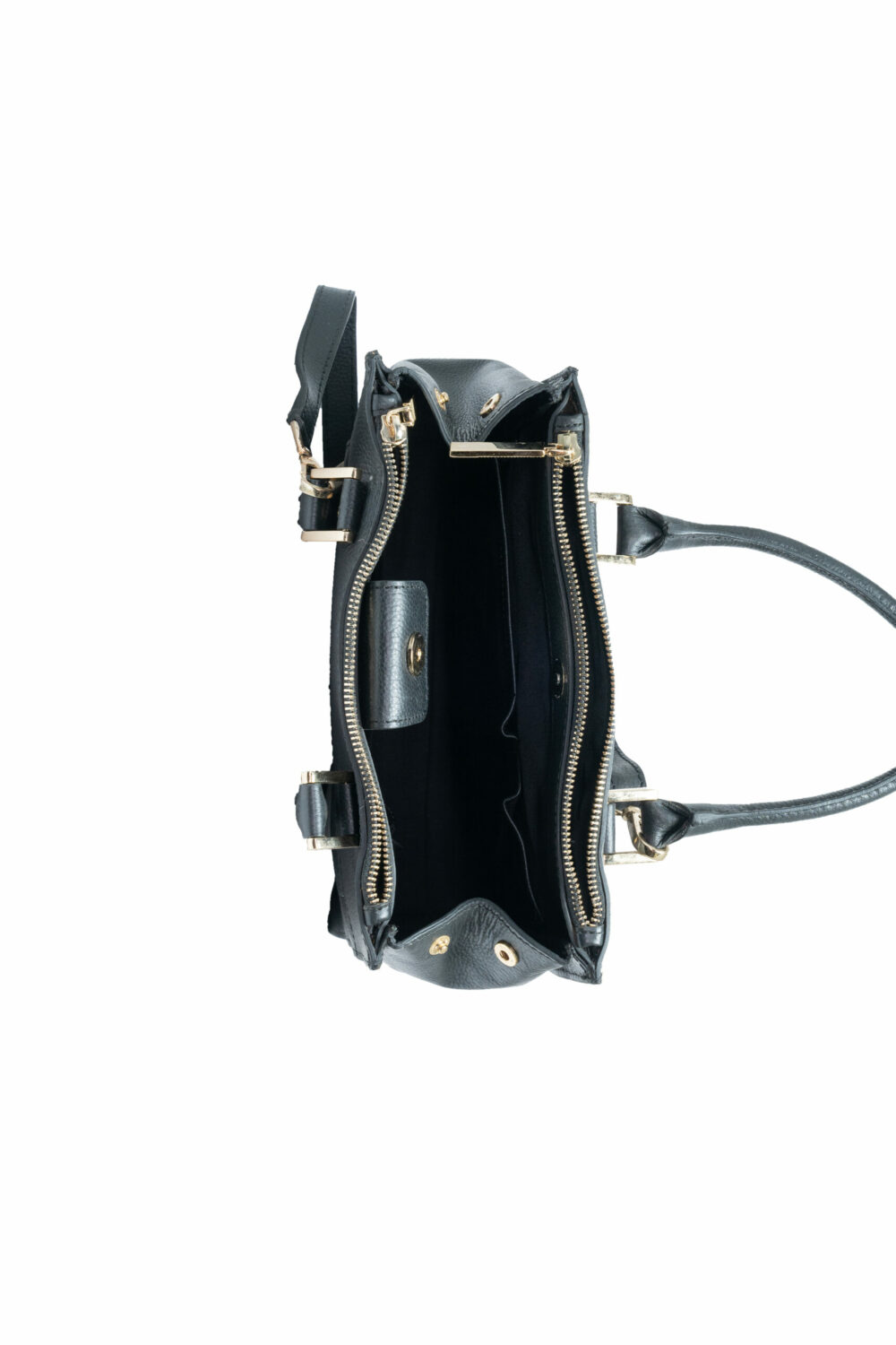 Black Textured Flap Shoulder Bag - Image 5