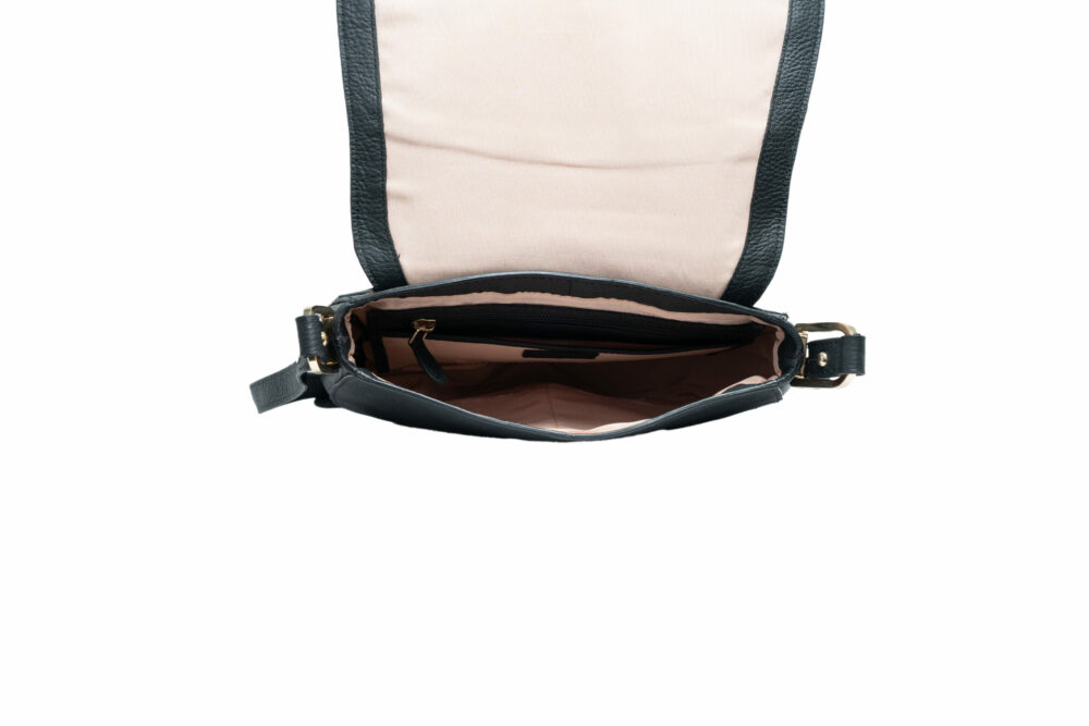 Edina Black Saddle Acrossbody Bag - Image 5