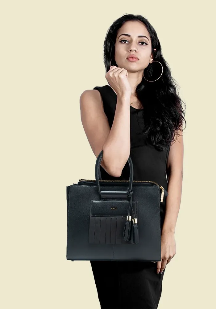 Black Structured Tote Bag