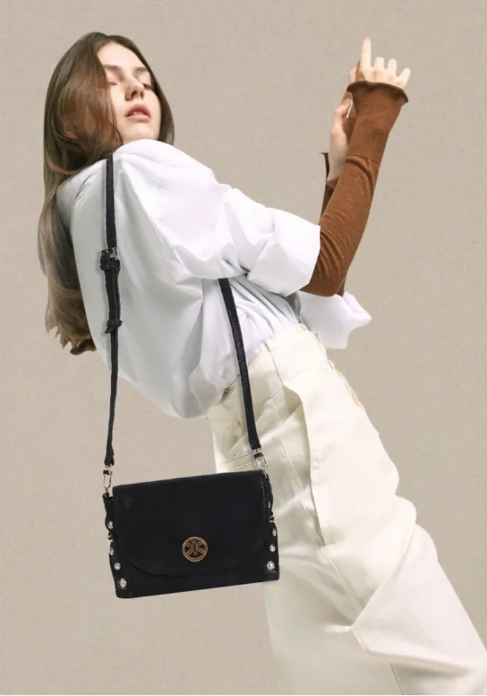 Black Genuine Leather Acrossbody Bag