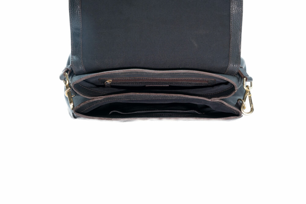 Black and Beige Handbag With Twist Lock - Image 3