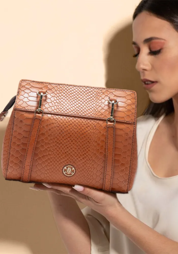 Brown Sling Bag with Butterfly Logo