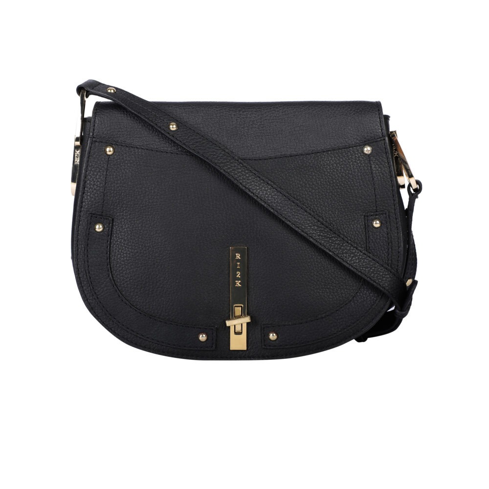 Edina Black Saddle Acrossbody Bag - Image 2