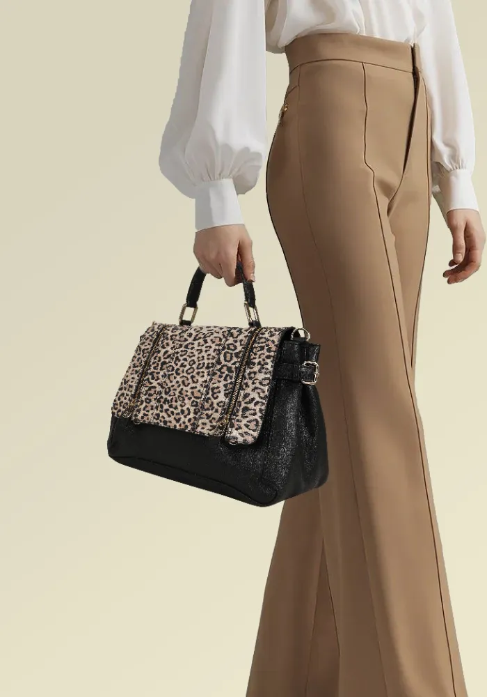 Black Leapord Hunter Satchel Bag