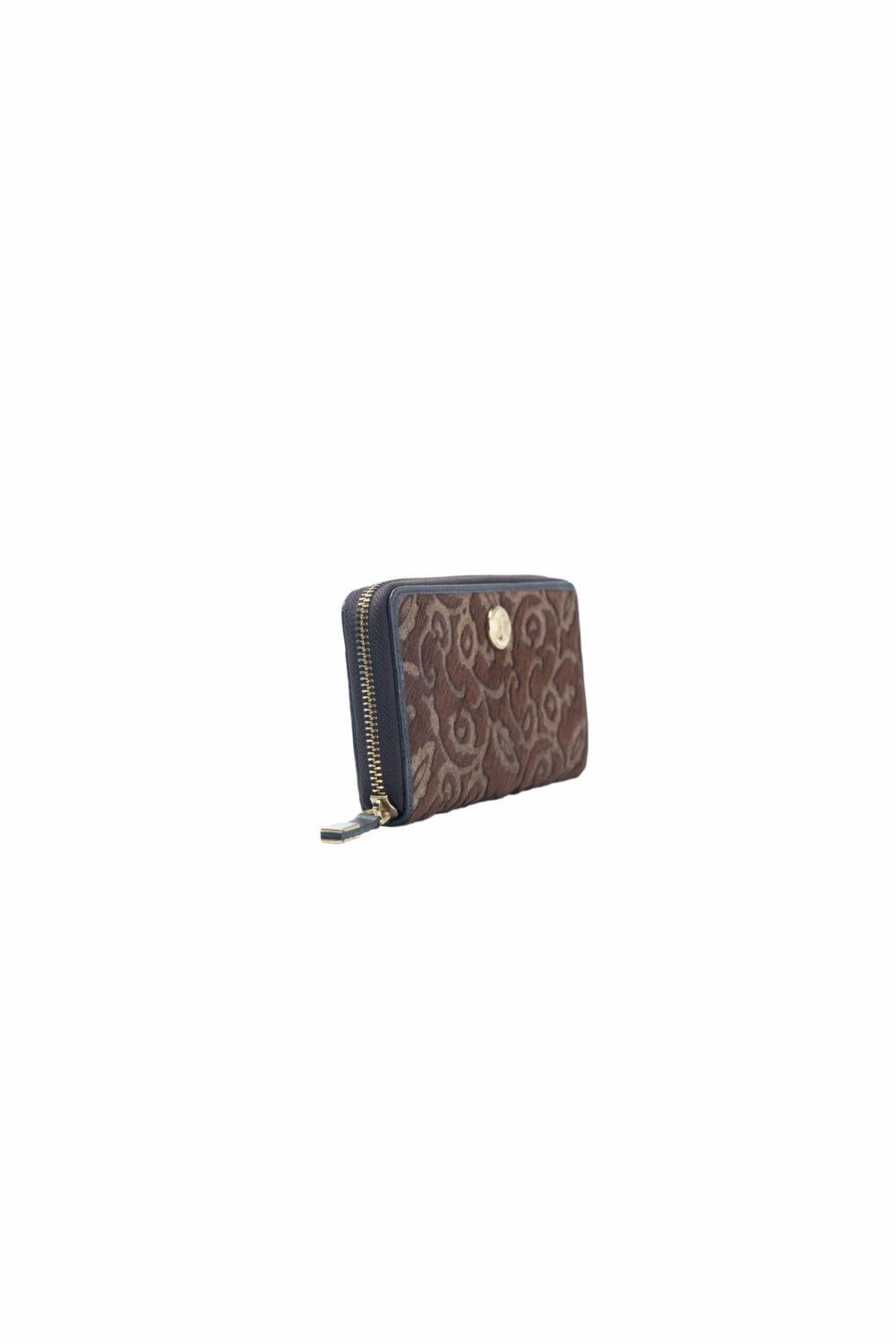 Brown Lazer Cut Hair On Zip Around Purse - Image 5