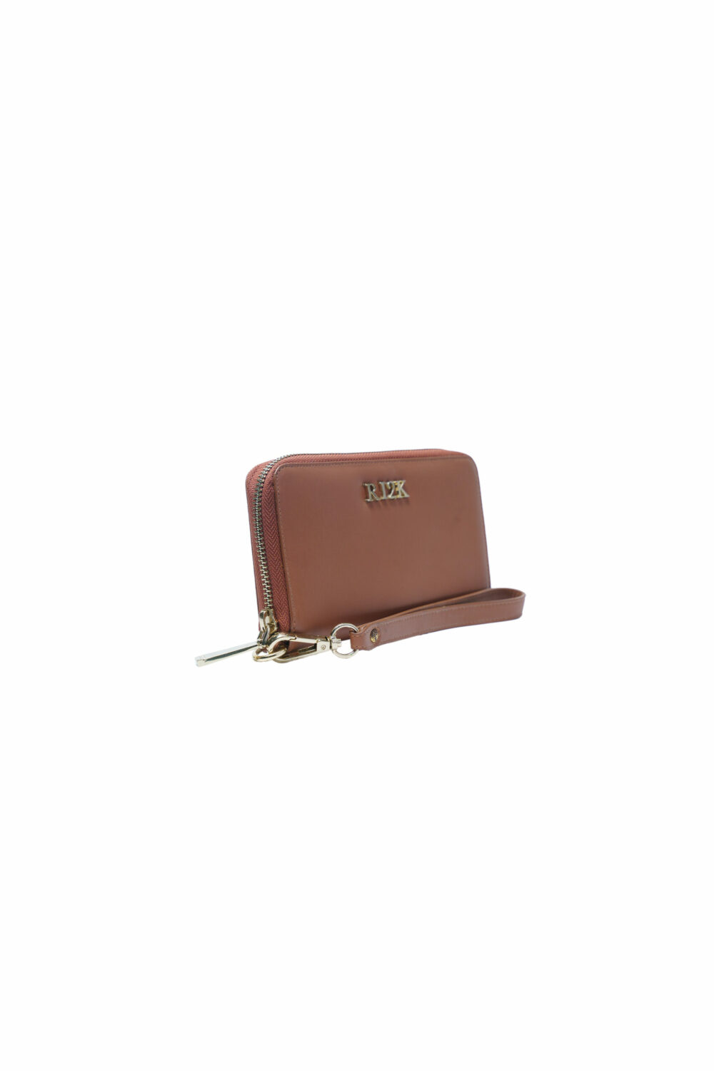 Dark Tan Leather Wristlet Zip Around Purse - Image 4