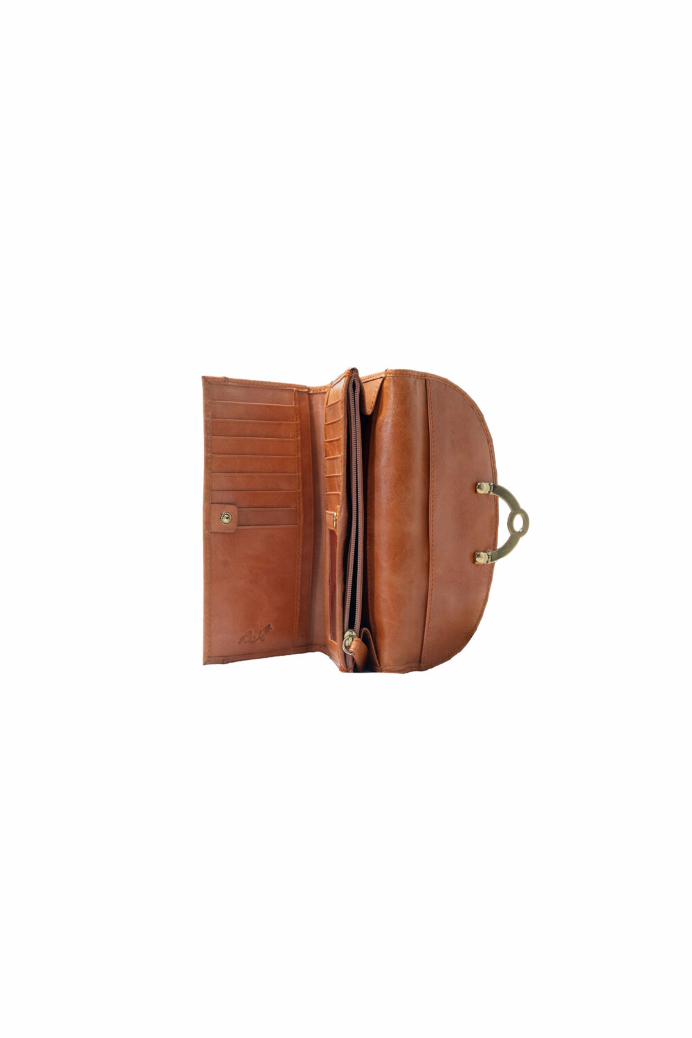 Tan Flap Purse With Twist Lock - Image 3