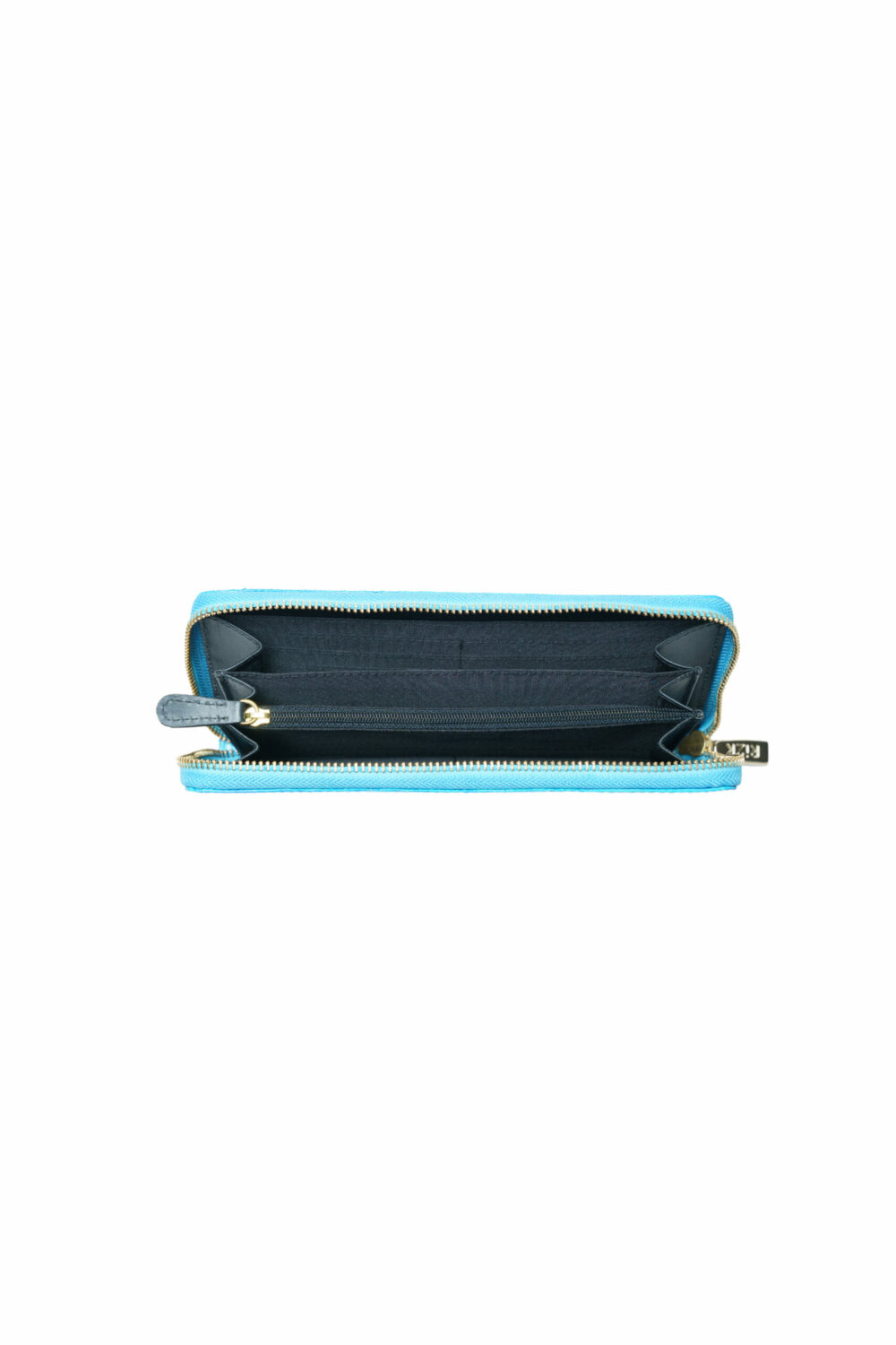 Blue Italian Leather Zip Around Purse - Image 3