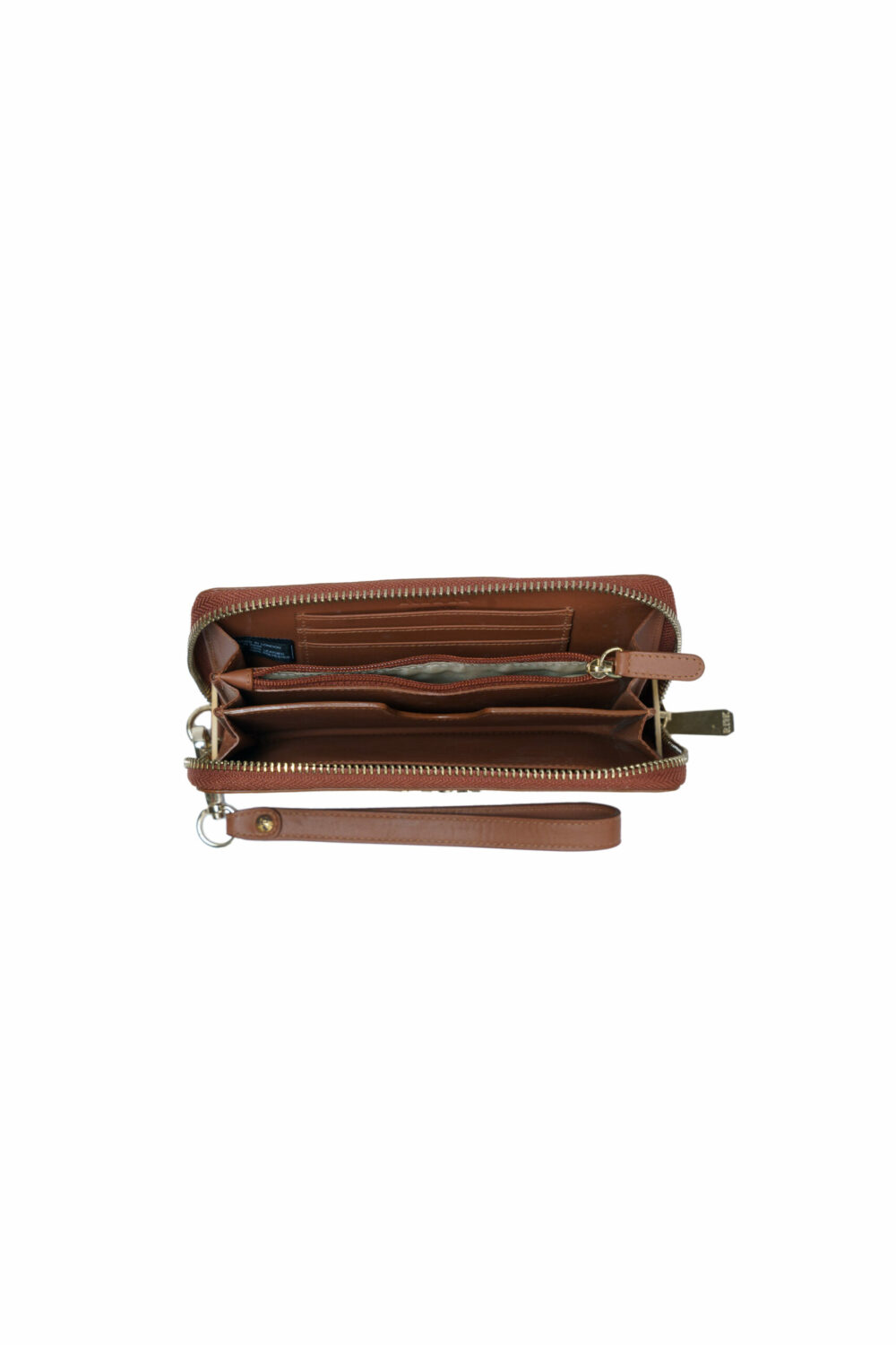 Dark Tan Leather Wristlet Zip Around Purse - Image 3
