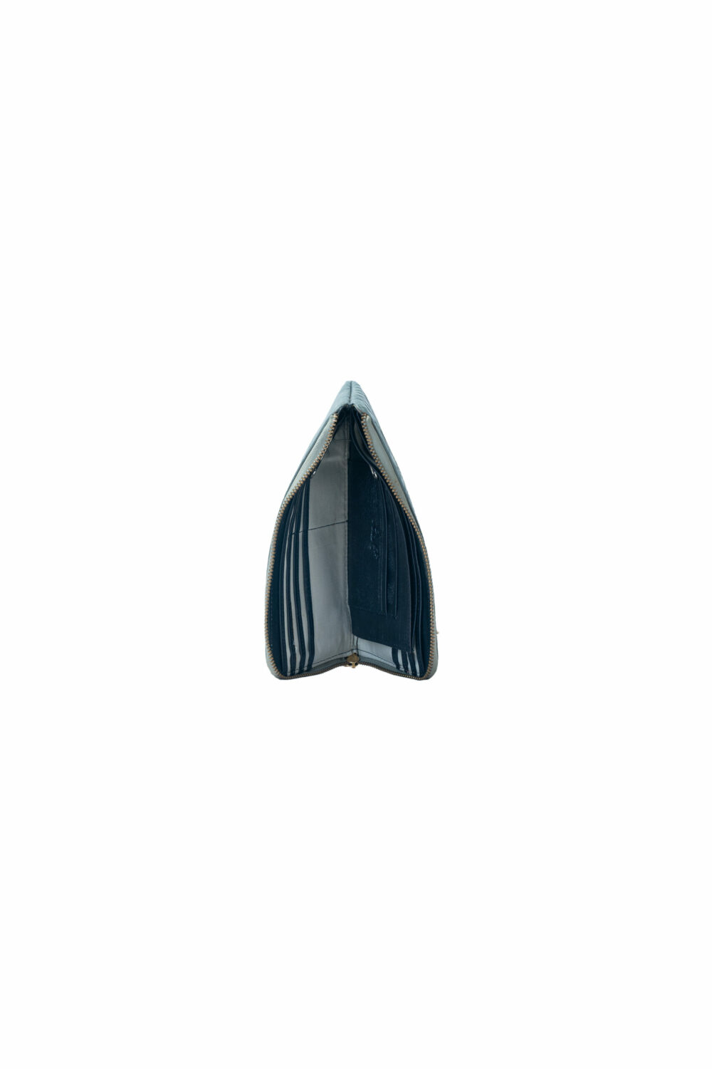 Italian Half Zip Around Grey Purse - Image 4