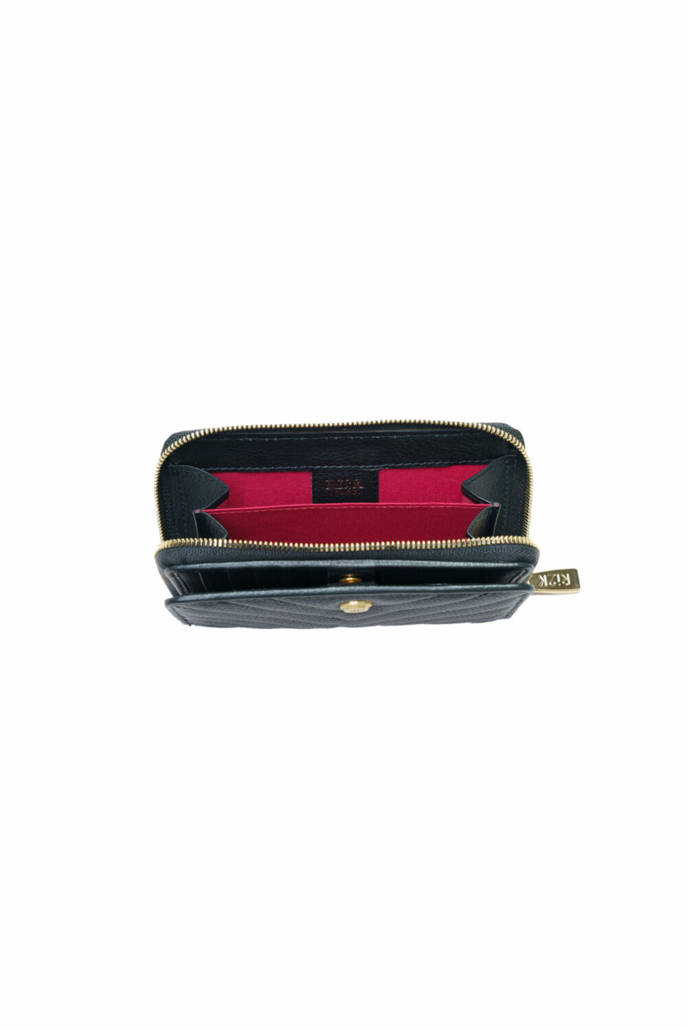 Black Quilted Medium Zip Around Purse - Image 4