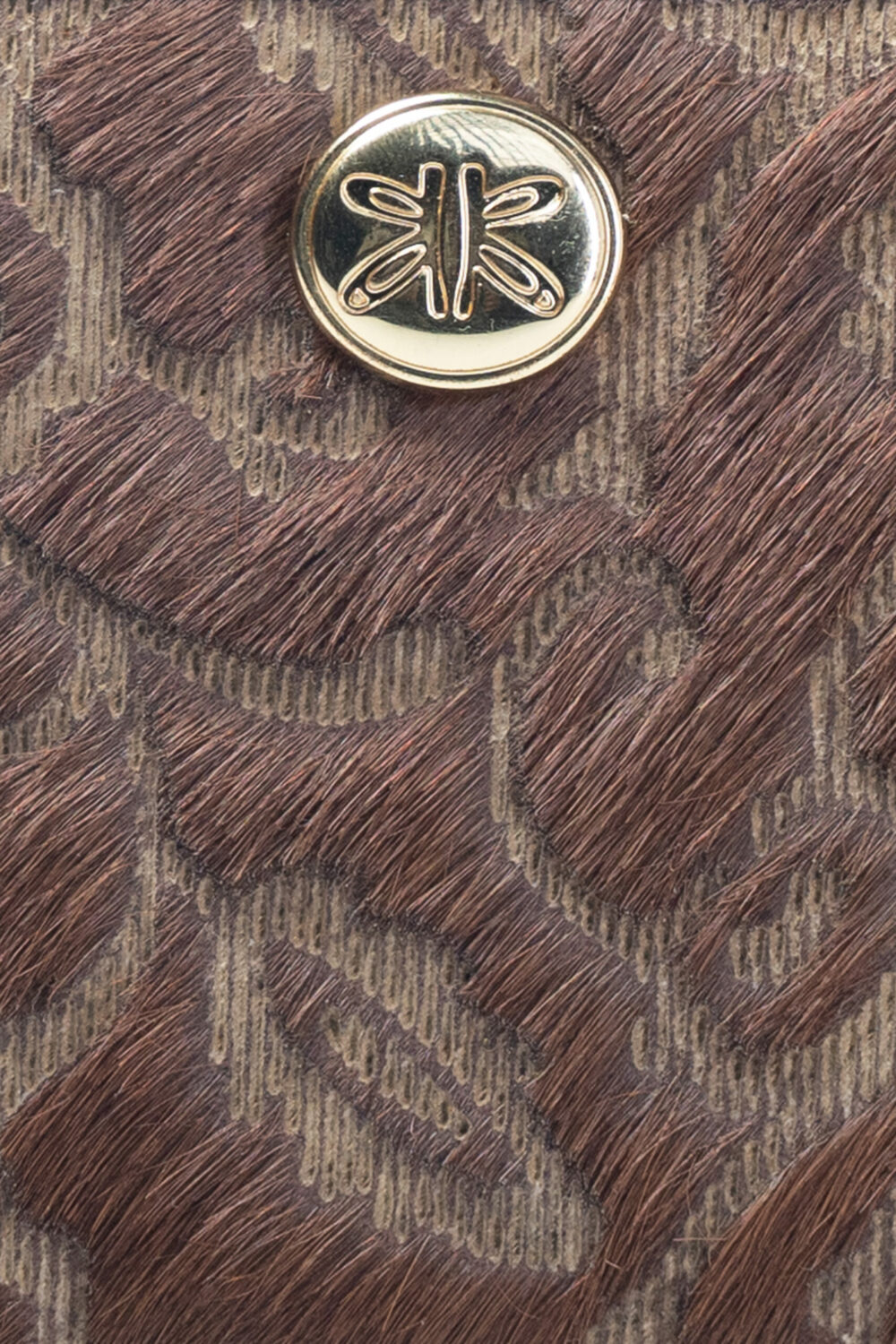 Brown Lazer Cut Hair On Zip Around Purse - Image 4
