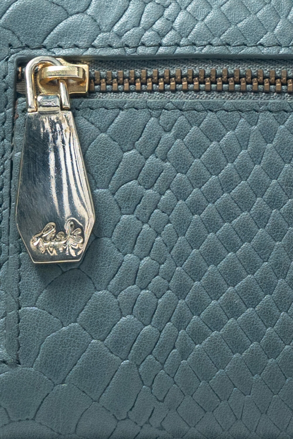 Italian Half Zip Around Grey Purse - Image 5