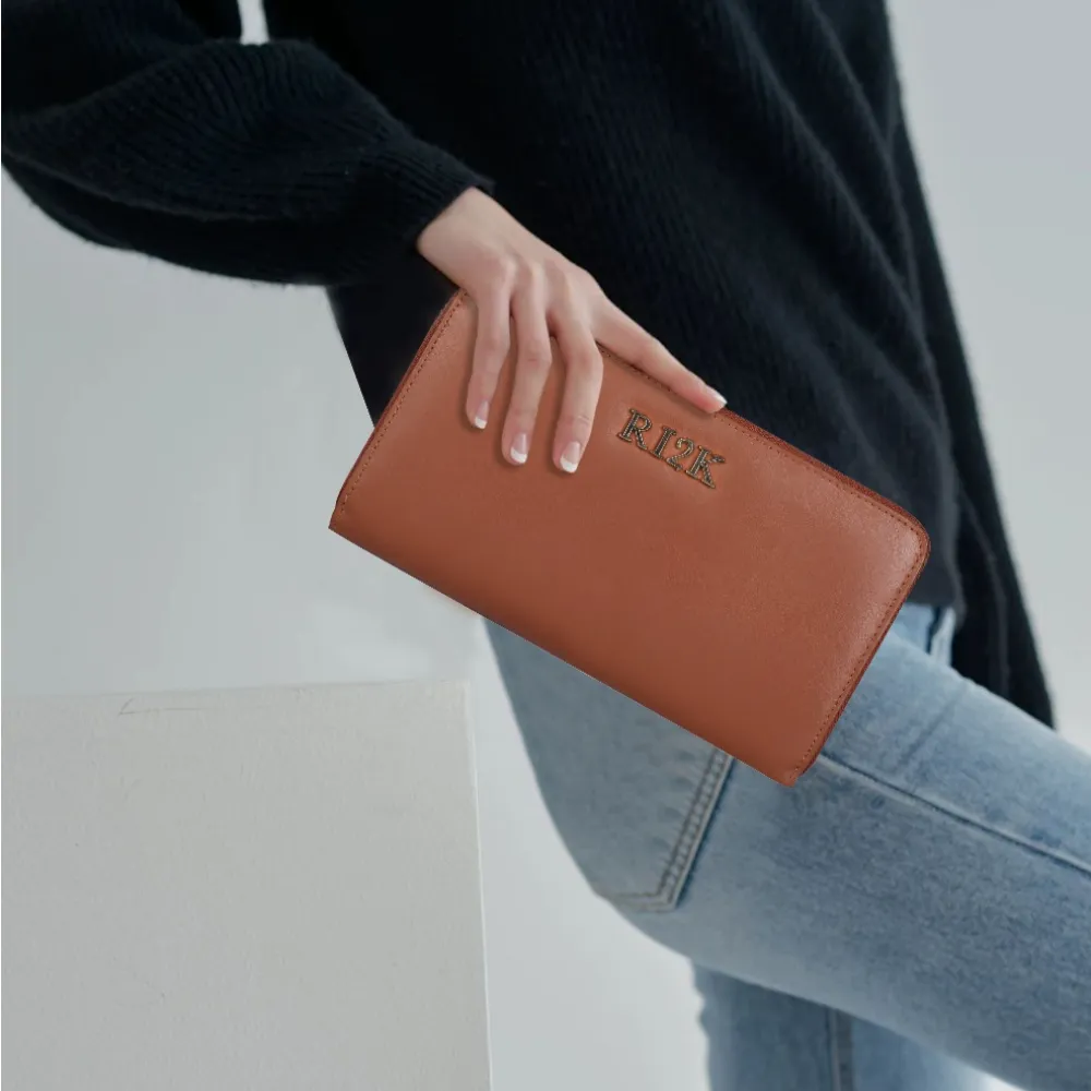 Tan Zip Around Purse