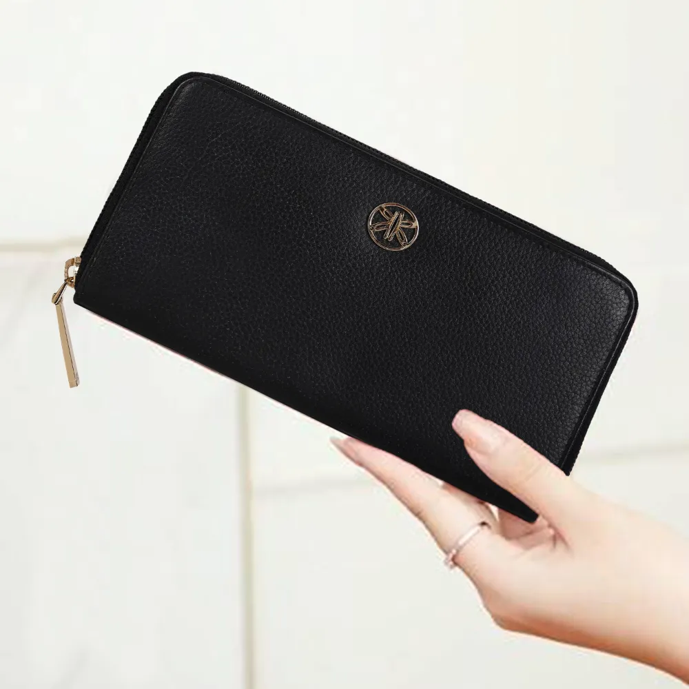 Black With Butterfly Logo Zip Around Purse