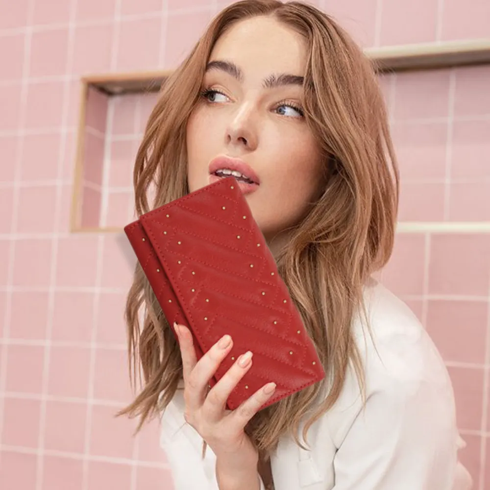 Quilted Red Flap Purse