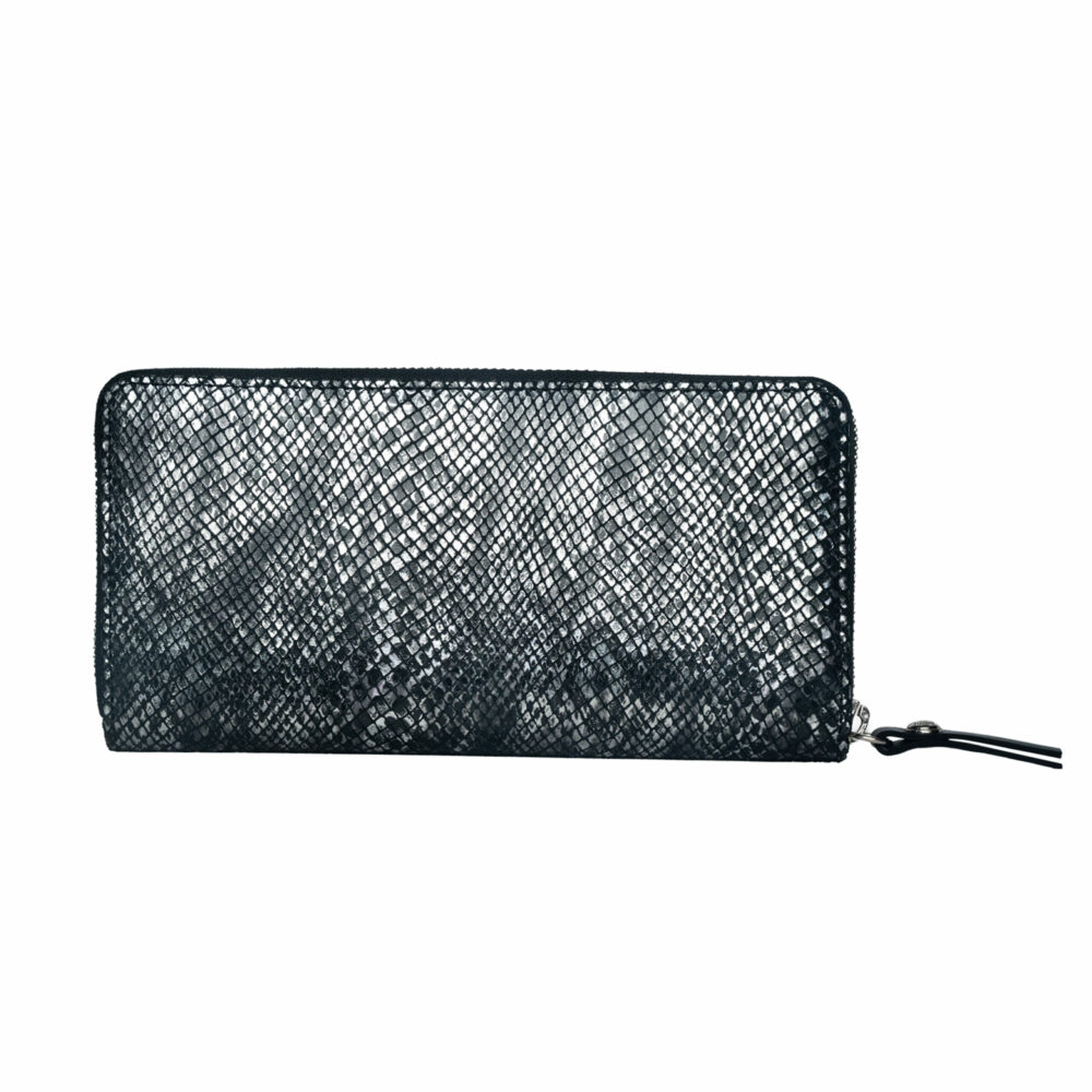 Silver Black Zip Around Purse - Image 4