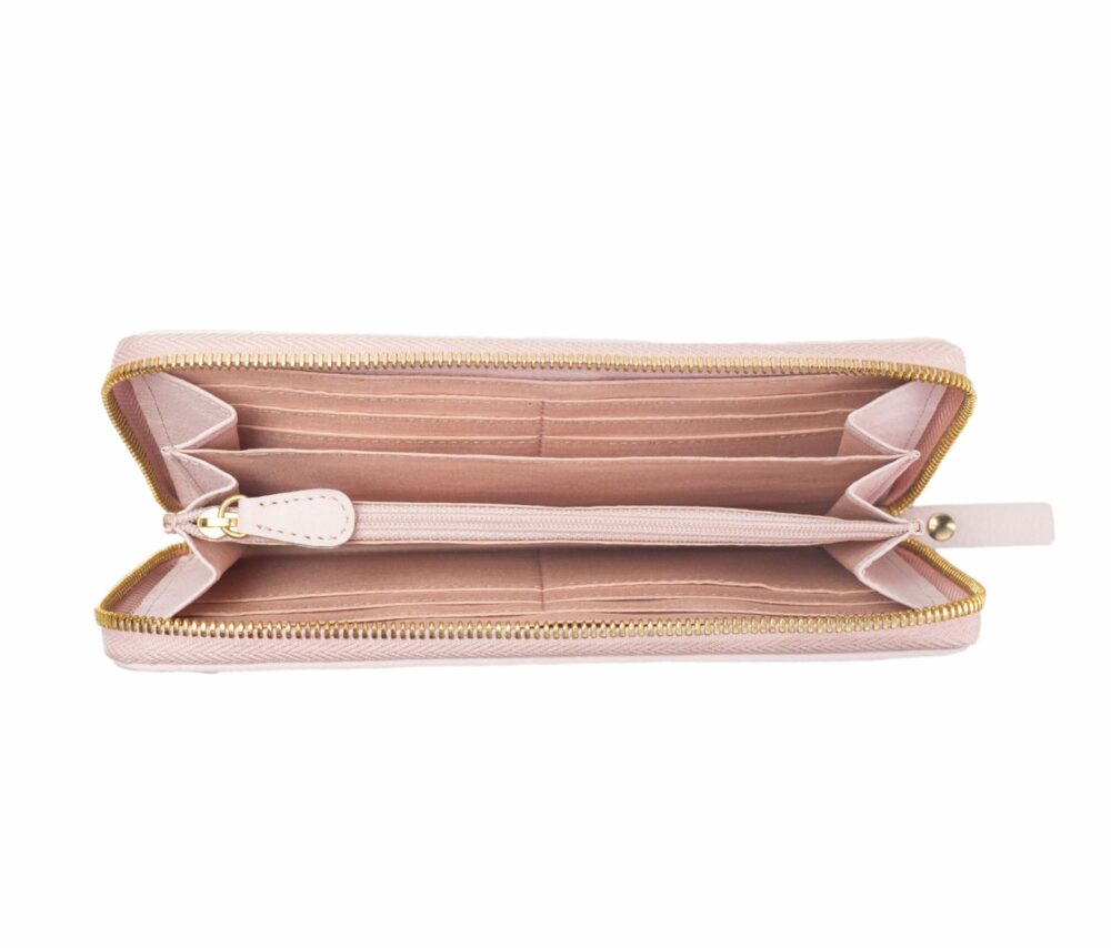Pink Quilted Zip Around Purse - Image 3