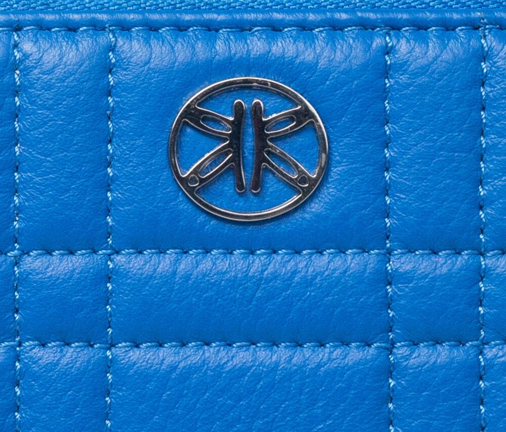 Blue Square Quilted Zip Around Purse - Image 5