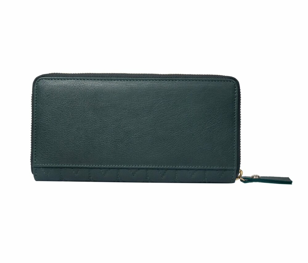 Green Quilted Zip Around Purse - Image 2