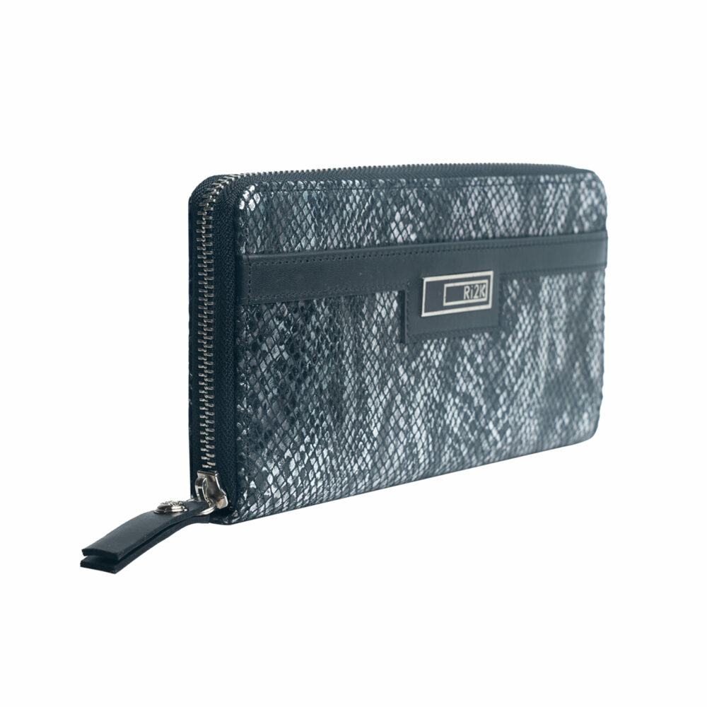 Silver Black Zip Around Purse - Image 5