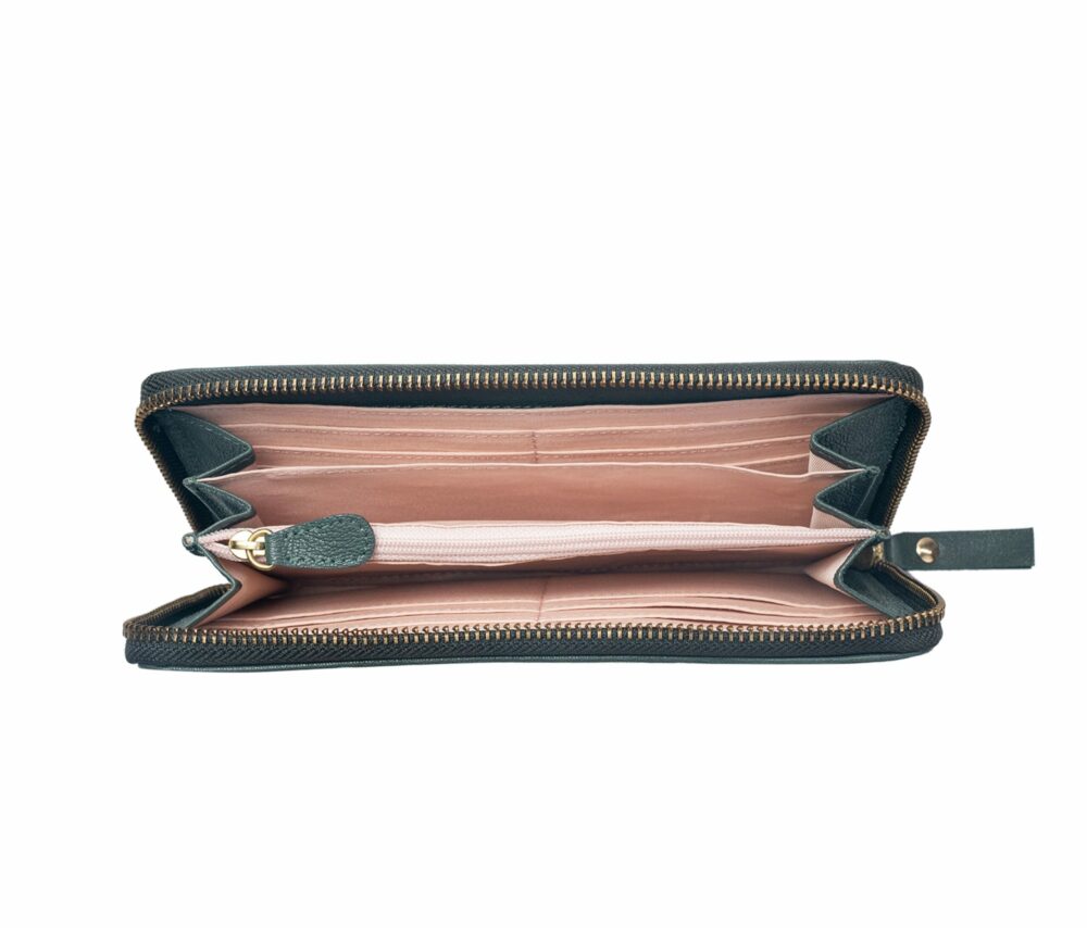 Green Quilted Zip Around Purse - Image 3