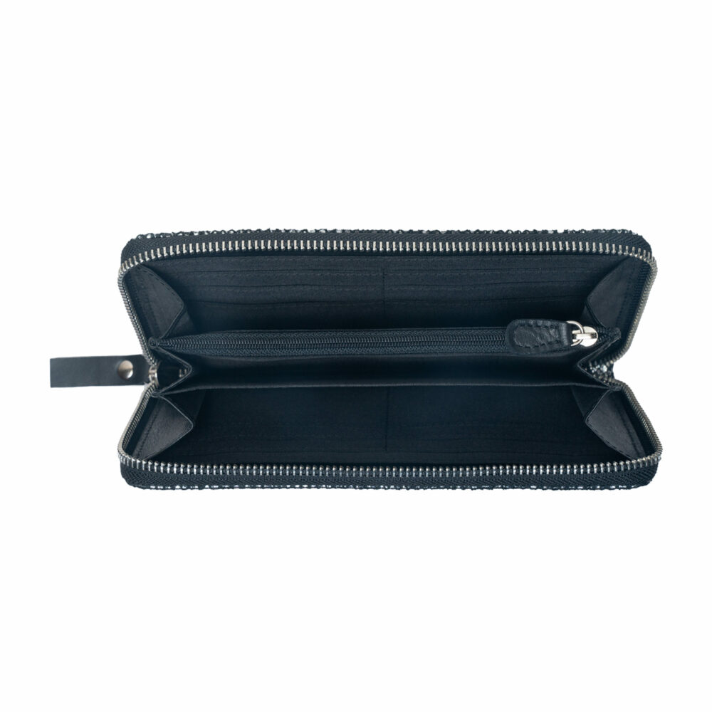 Silver Black Zip Around Purse - Image 2
