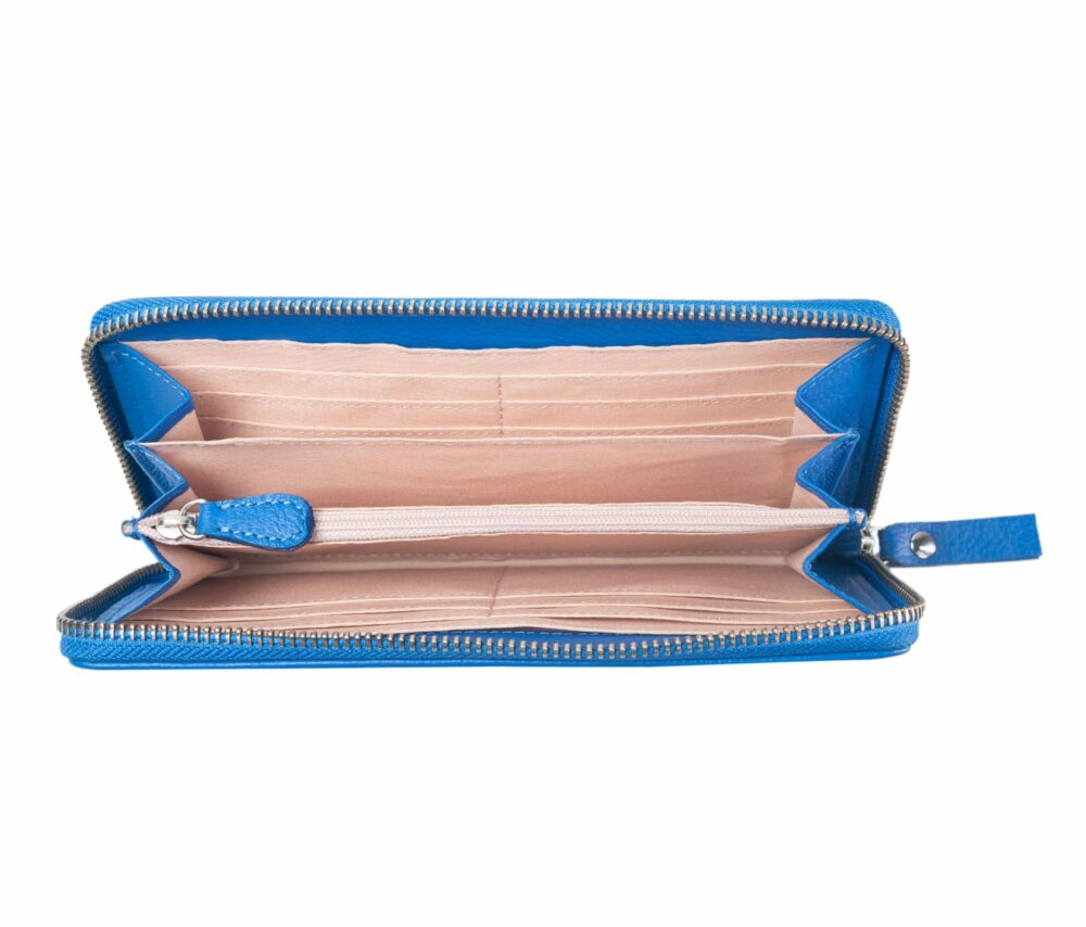 Blue Square Quilted Zip Around Purse - Image 3