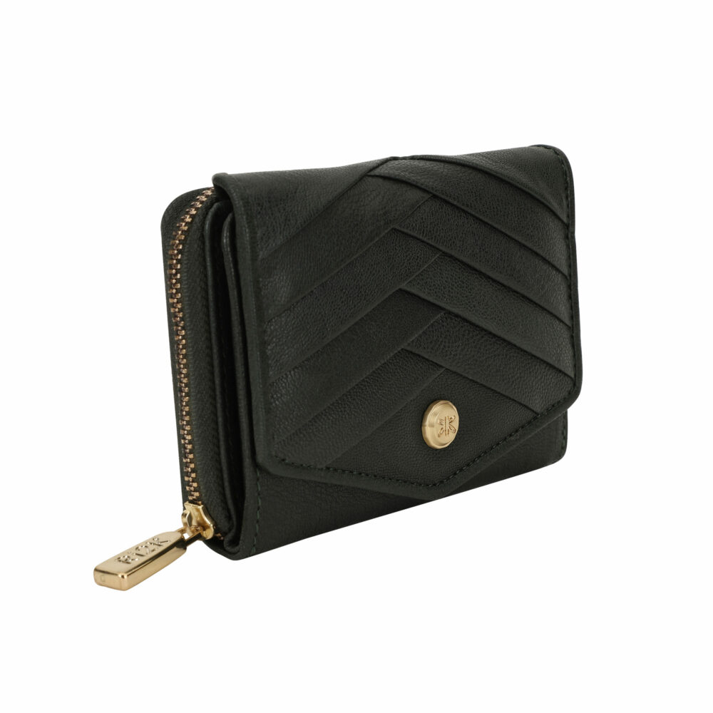 Green Pleated Leather Bi Fold Purse - Image 3