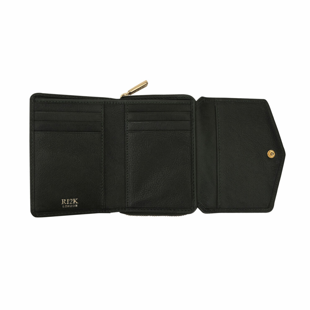 Green Pleated Leather Bi Fold Purse - Image 5