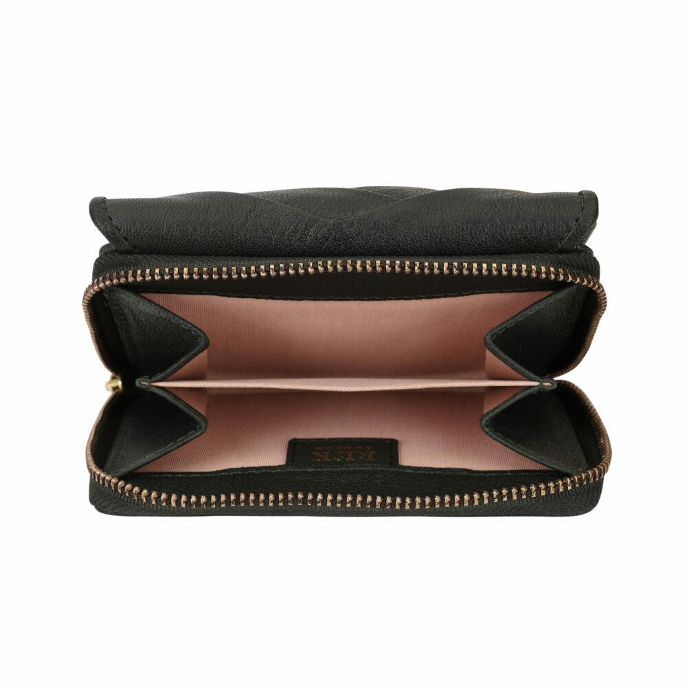 Green Pleated Leather Bi Fold Purse - Image 6