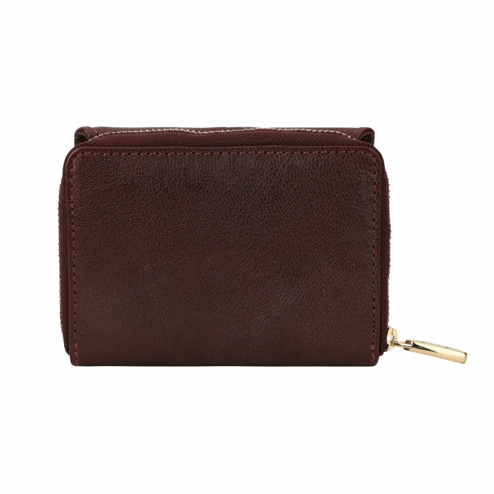 Wine Pleated Leather Bi Fold Purse - Image 2