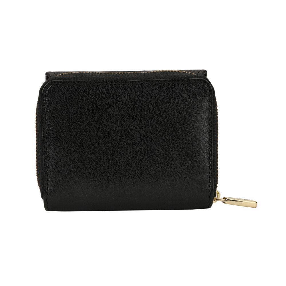 Black Pleated Leather Bi Fold Purse - Image 2