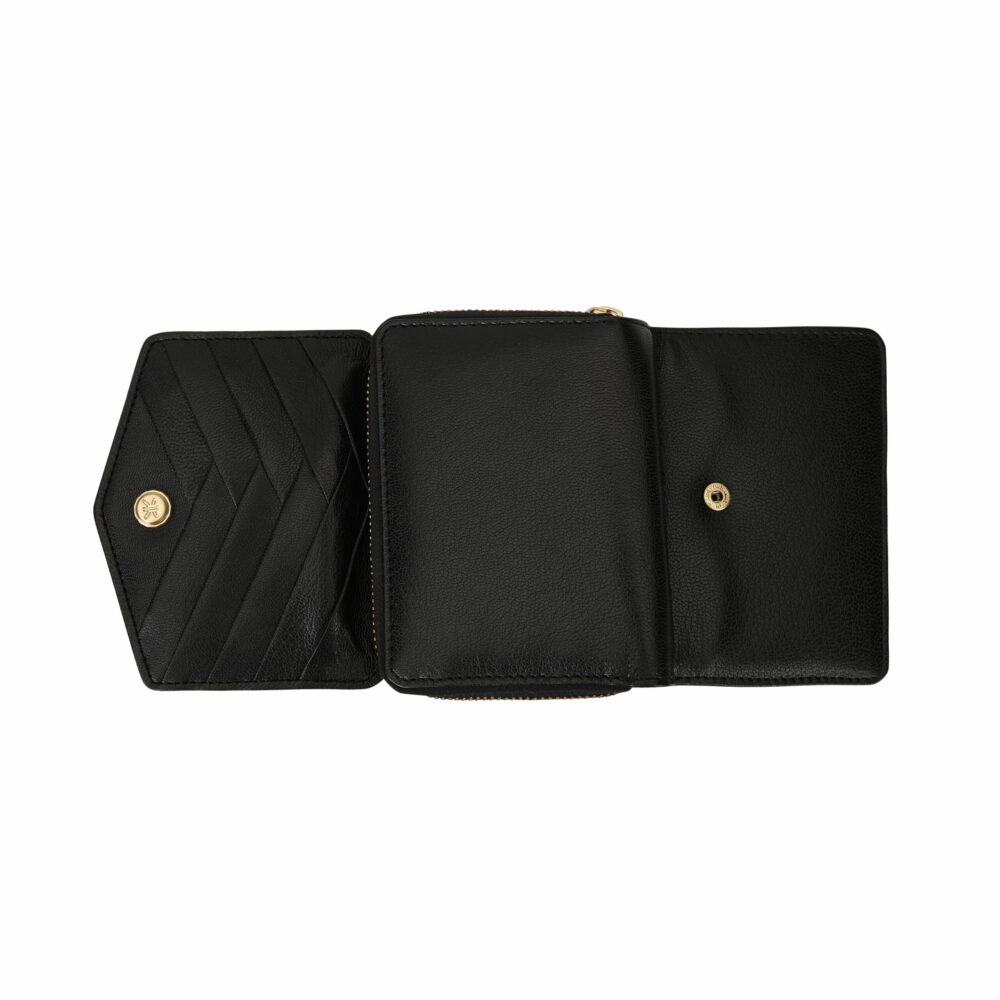 Black Pleated Leather Bi Fold Purse - Image 5