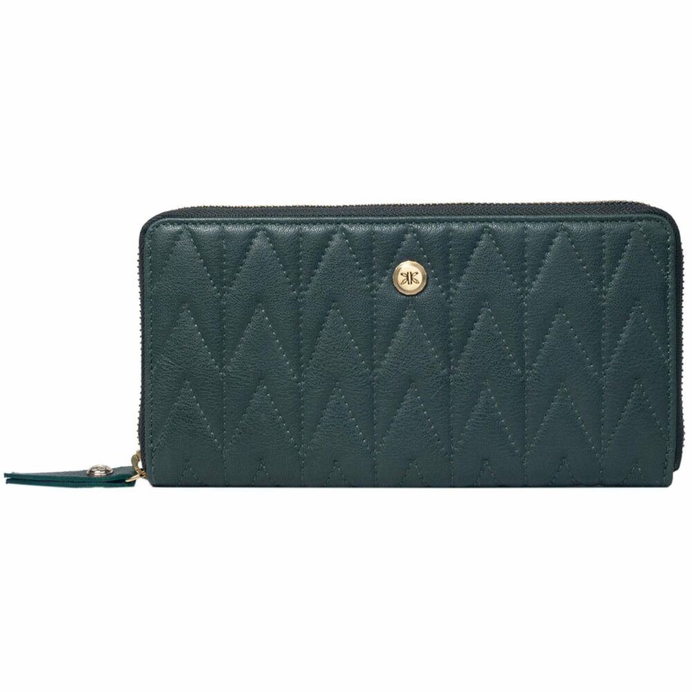 Green Quilted Zip Around Purse