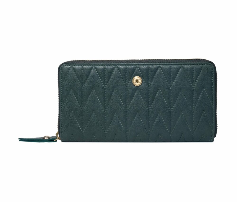 Green Quilted Zip Around Purse