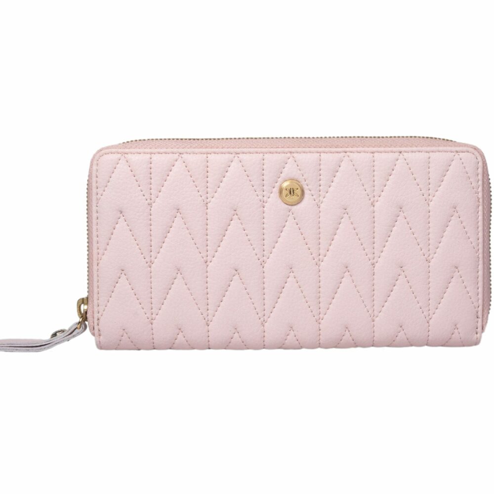 Pink Quilted Zip Around Purse