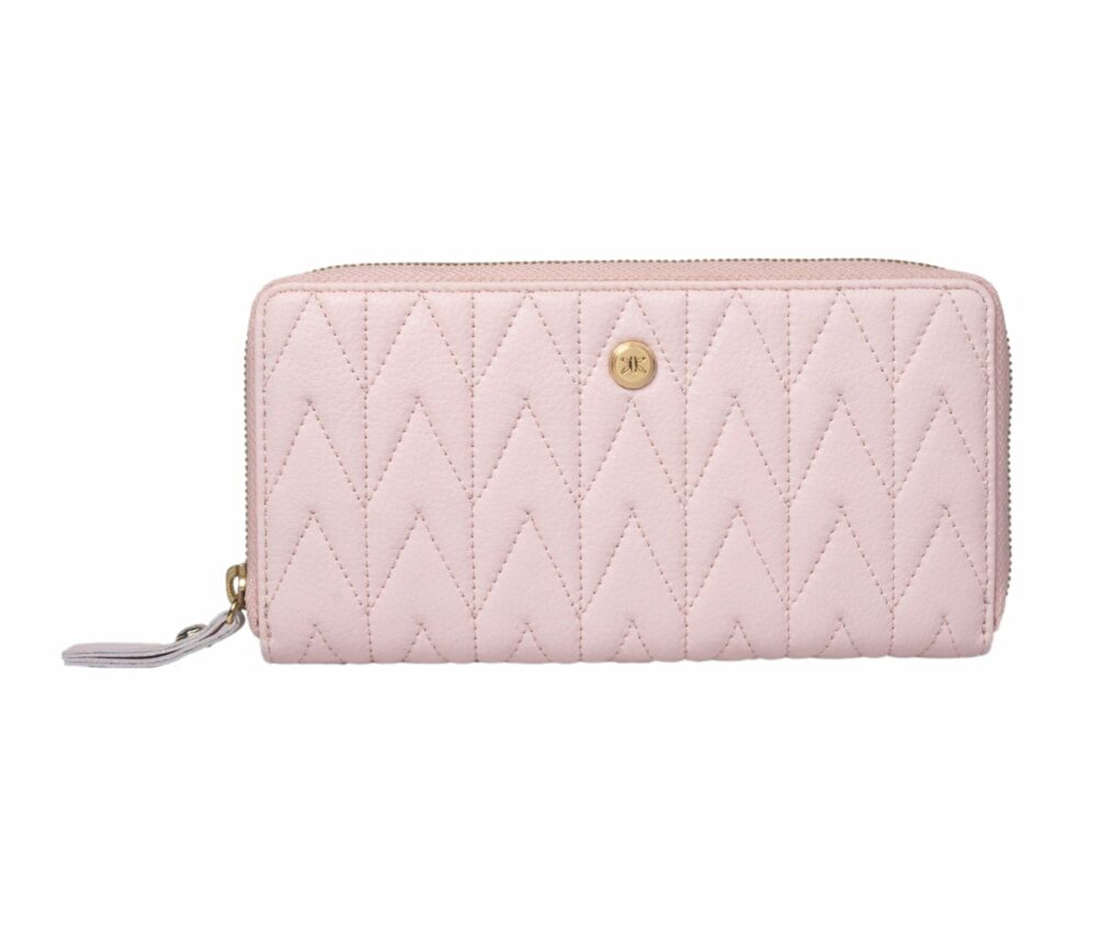 Pink Quilted Zip Around Purse