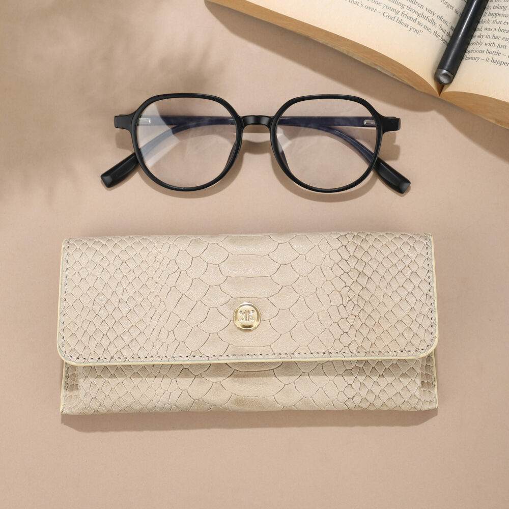 Cream Premium Leather Eyewear Case with Iconic British Flair