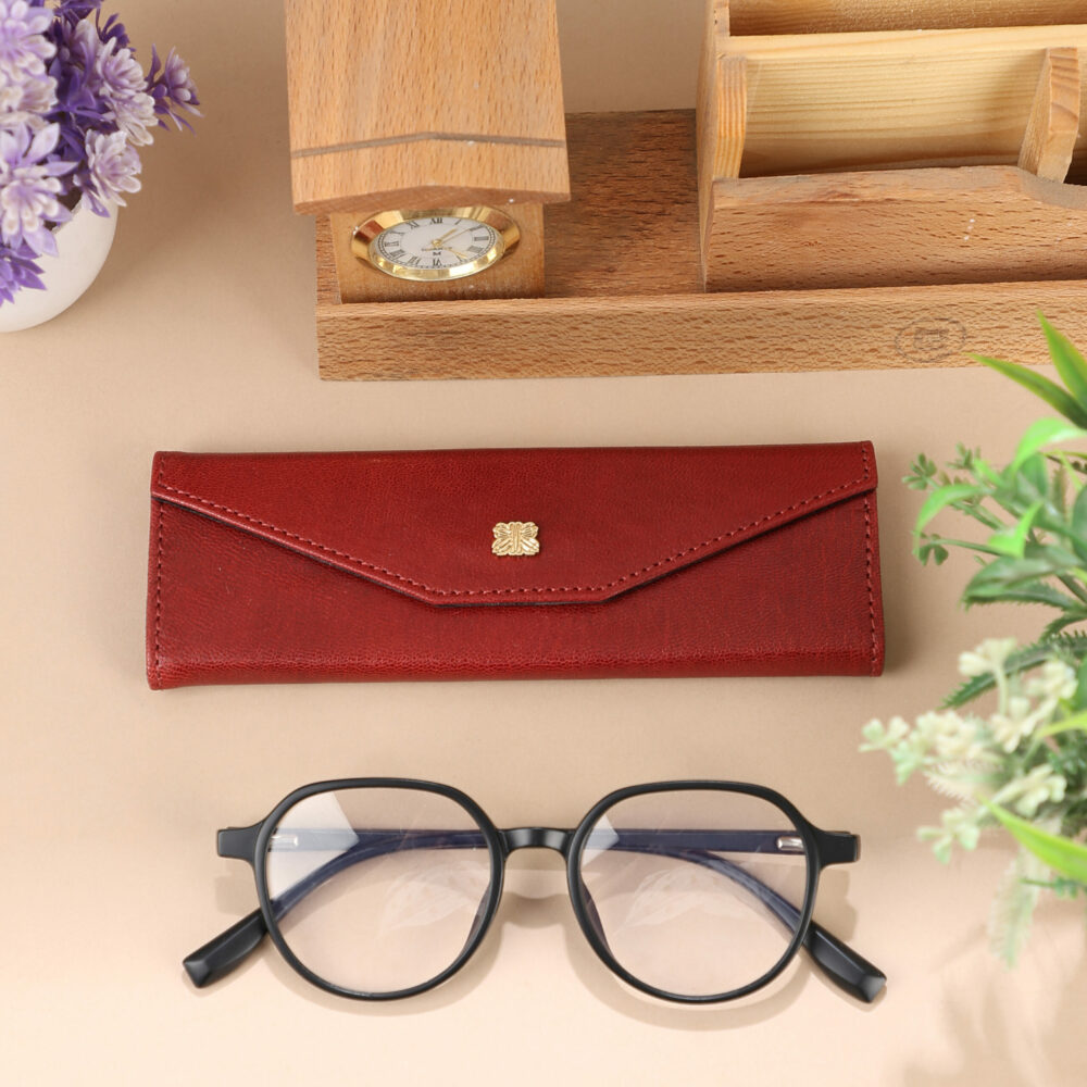 Red Premium Leather Eyewear Case with Iconic British Flair