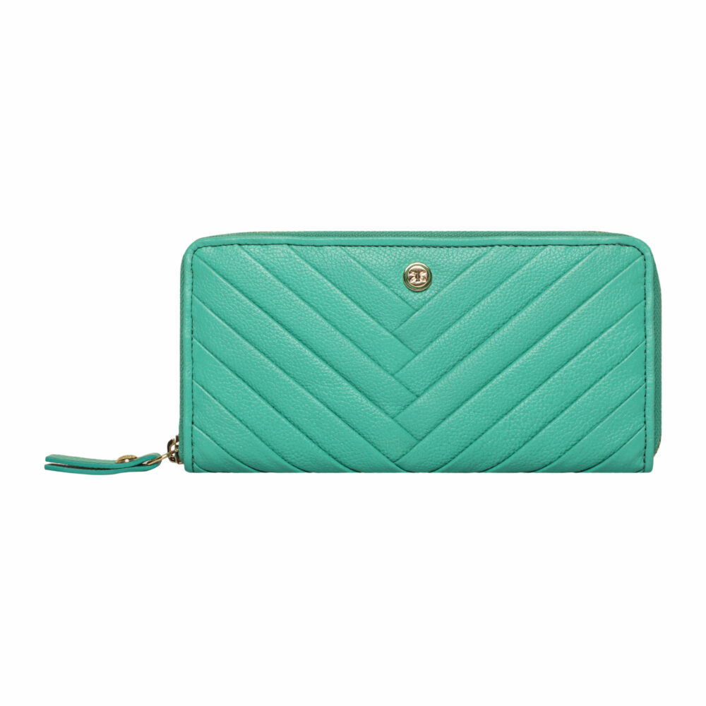 Turquoise Pleated Zip Around Purse