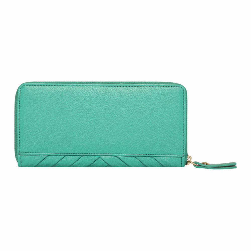 Turquoise Pleated Zip Around Purse - Image 5