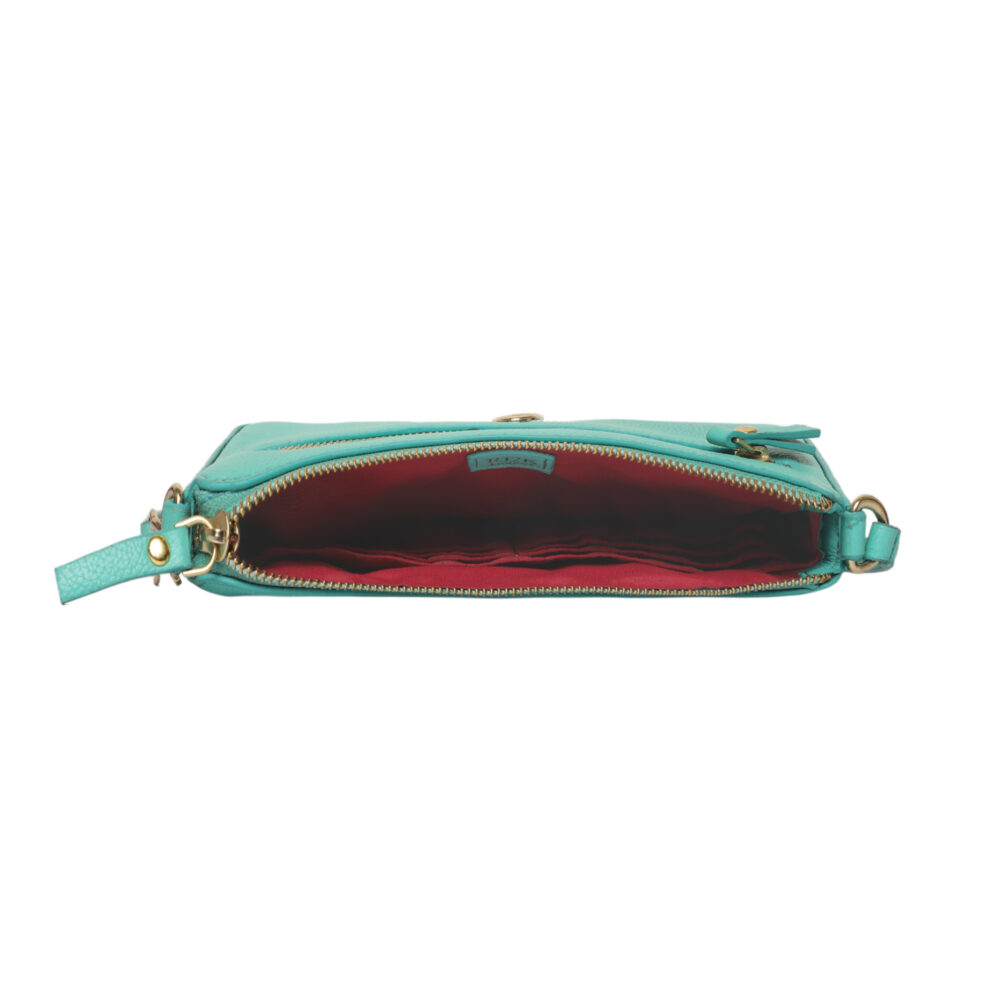 Classy Turquoise Small party leather Sling Bag - Image 5